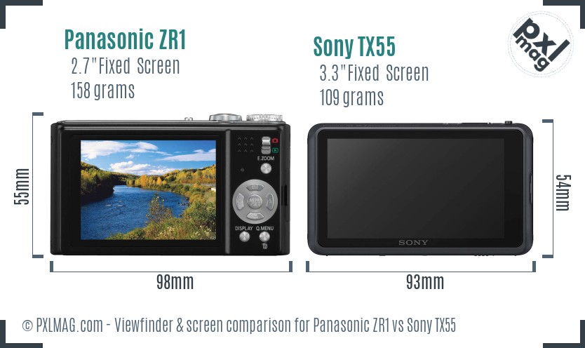 Panasonic ZR1 vs Sony TX55 Screen and Viewfinder comparison