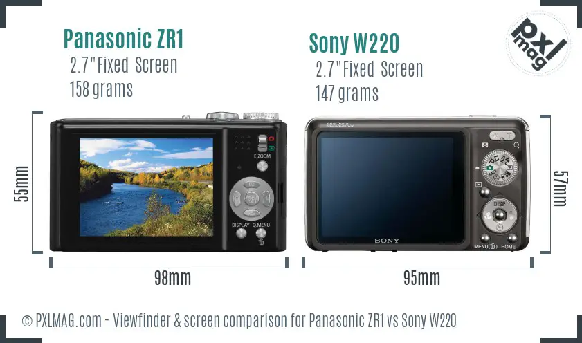 Panasonic ZR1 vs Sony W220 Screen and Viewfinder comparison Panasonic ZR1 vs Sony W220 Screen and Viewfinder comparison