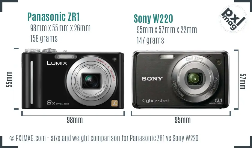 Panasonic ZR1 vs Sony W220 size comparison Panasonic ZR1 vs Sony W220 size comparison
