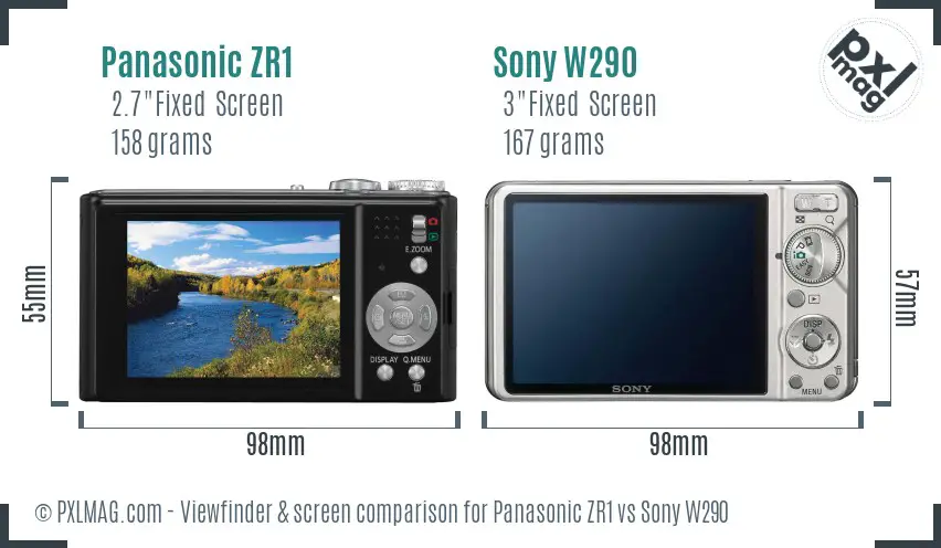Panasonic ZR1 vs Sony W290 Screen and Viewfinder comparison Panasonic ZR1 vs Sony W290 Screen and Viewfinder comparison