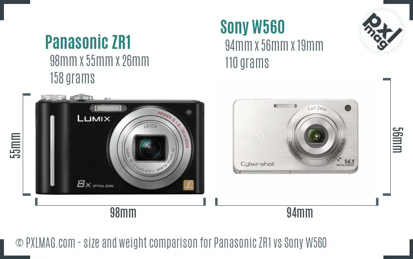 Panasonic ZR1 vs Sony W560 size comparison Panasonic ZR1 vs Sony W560 size comparison
