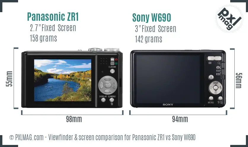 Panasonic ZR1 vs Sony W690 Screen and Viewfinder comparison