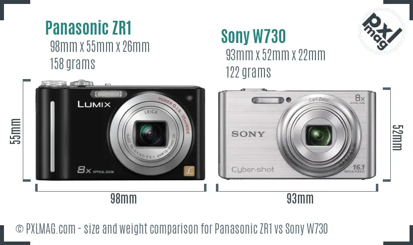 Panasonic ZR1 vs Sony W730 size comparison Panasonic ZR1 vs Sony W730 size comparison