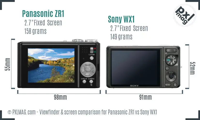 Panasonic ZR1 vs Sony WX1 Screen and Viewfinder comparison Panasonic ZR1 vs Sony WX1 Screen and Viewfinder comparison