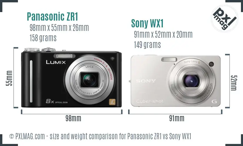 Panasonic ZR1 vs Sony WX1 size comparison Panasonic ZR1 vs Sony WX1 size comparison