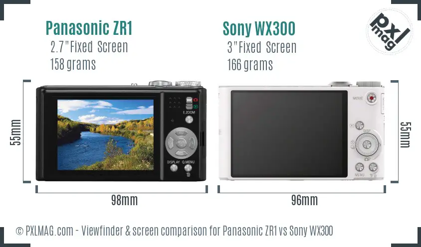 Panasonic ZR1 vs Sony WX300 Screen and Viewfinder comparison