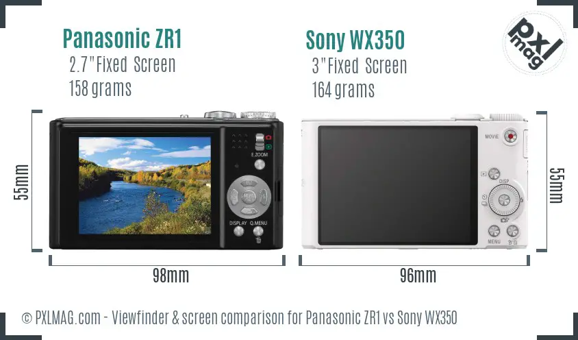 Panasonic ZR1 vs Sony WX350 Screen and Viewfinder comparison