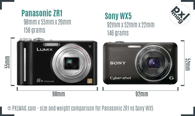 Panasonic ZR1 vs Sony WX5 size comparison Panasonic ZR1 vs Sony WX5 size comparison