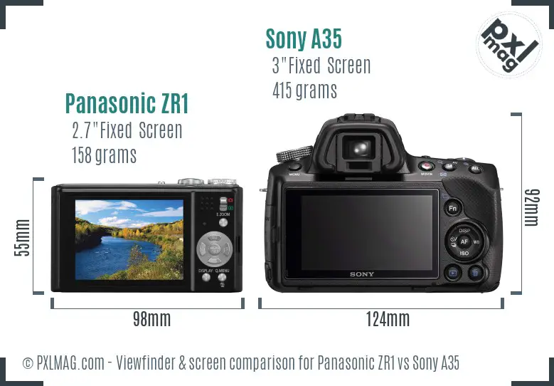 Panasonic ZR1 vs Sony A35 Screen and Viewfinder comparison