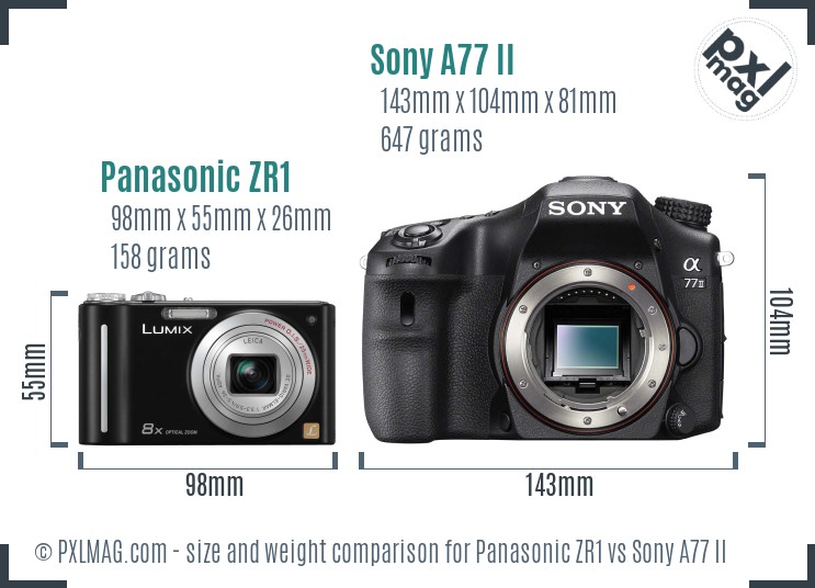 Panasonic ZR1 vs Sony A77 II size comparison Panasonic ZR1 vs Sony A77 II size comparison