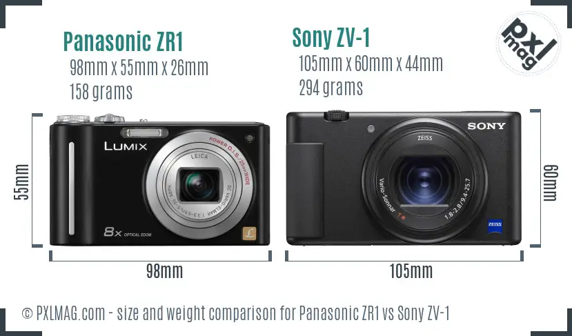 Panasonic ZR1 vs Sony ZV-1 size comparison