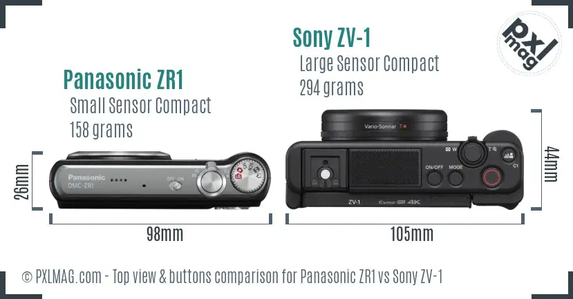 Panasonic ZR1 vs Sony ZV-1 top view buttons comparison