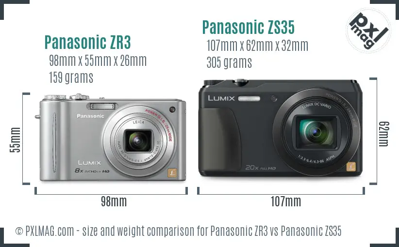Panasonic ZR3 vs Panasonic ZS35 size comparison
