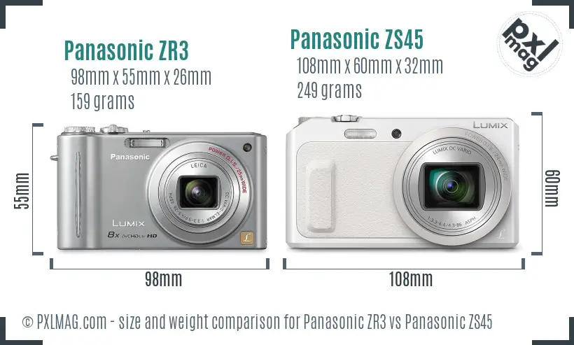 Panasonic ZR3 vs Panasonic ZS45 size comparison