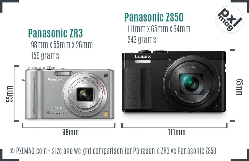Panasonic ZR3 vs Panasonic ZS50 size comparison