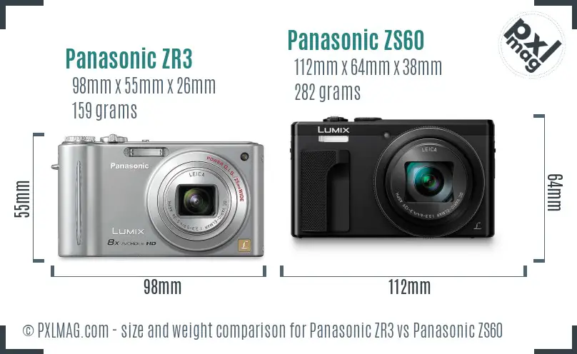 Panasonic ZR3 vs Panasonic ZS60 size comparison