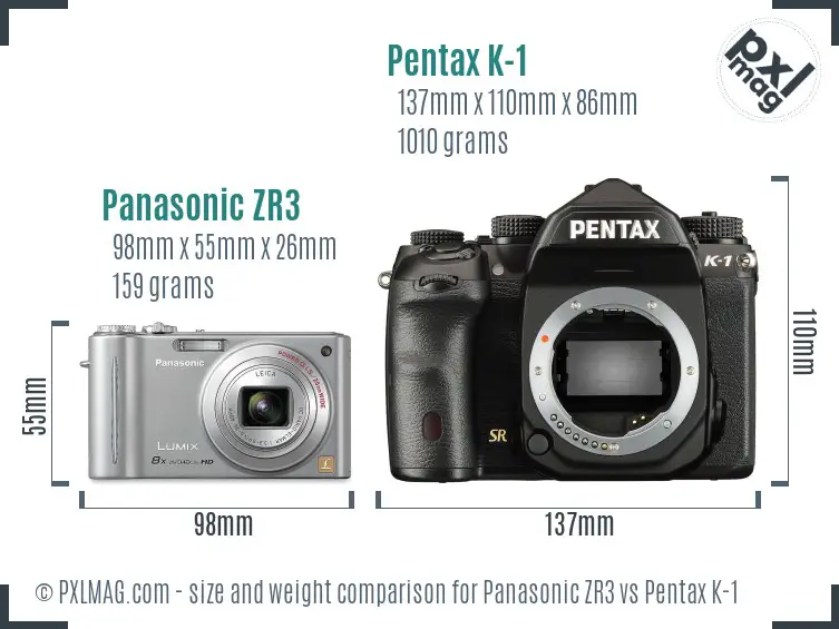 Panasonic ZR3 vs Pentax K-1 size comparison