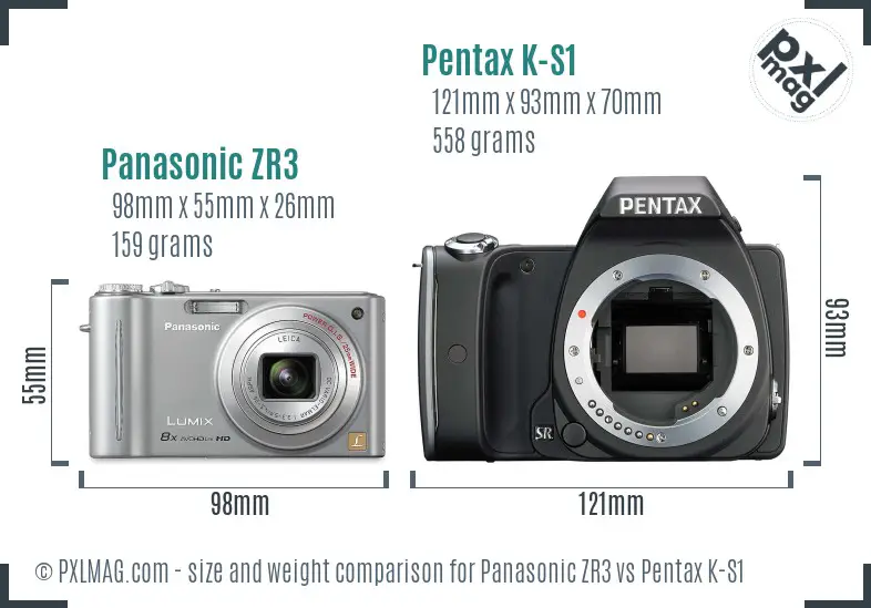 Panasonic ZR3 vs Pentax K-S1 size comparison