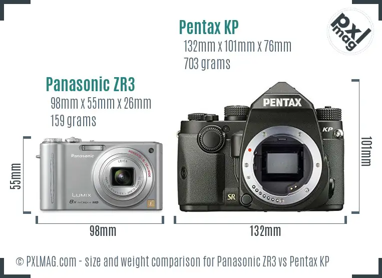 Panasonic ZR3 vs Pentax KP size comparison