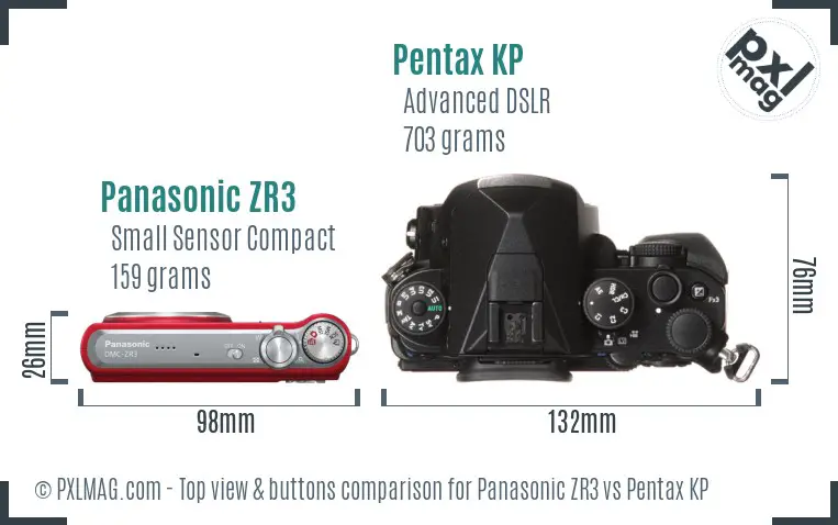Panasonic ZR3 vs Pentax KP top view buttons comparison