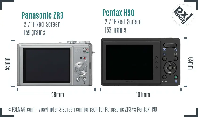 Panasonic ZR3 vs Pentax H90 Screen and Viewfinder comparison