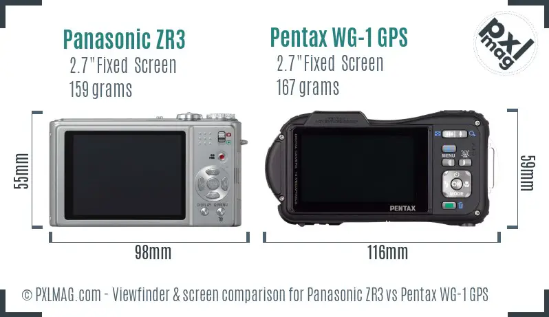 Panasonic ZR3 vs Pentax WG-1 GPS Screen and Viewfinder comparison