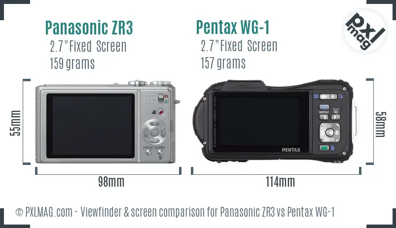 Panasonic ZR3 vs Pentax WG-1 Screen and Viewfinder comparison