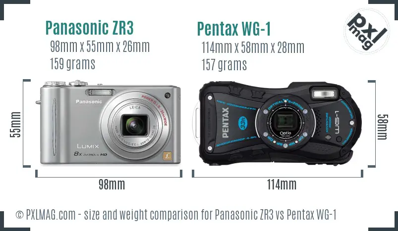 Panasonic ZR3 vs Pentax WG-1 size comparison