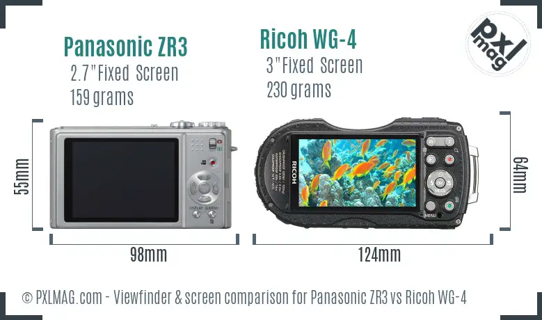 Panasonic ZR3 vs Ricoh WG-4 Screen and Viewfinder comparison