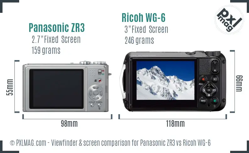 Panasonic ZR3 vs Ricoh WG-6 Screen and Viewfinder comparison