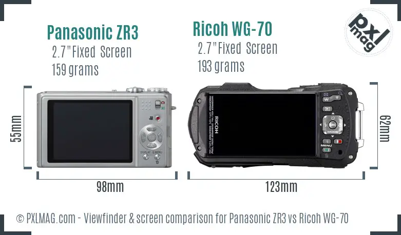 Panasonic ZR3 vs Ricoh WG-70 Screen and Viewfinder comparison Panasonic ZR3 vs Ricoh WG-70 Screen and Viewfinder comparison