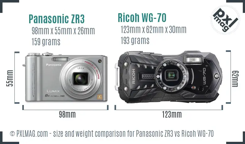 Panasonic ZR3 vs Ricoh WG-70 size comparison Panasonic ZR3 vs Ricoh WG-70 size comparison