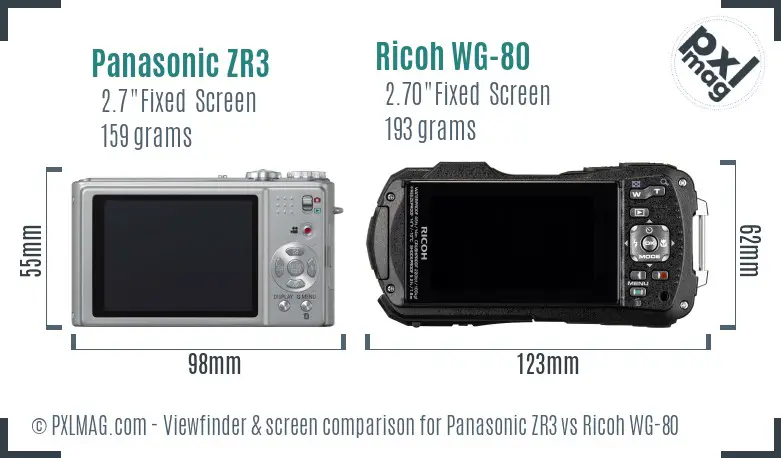 Panasonic ZR3 vs Ricoh WG-80 Screen and Viewfinder comparison