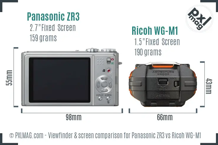 Panasonic ZR3 vs Ricoh WG-M1 Screen and Viewfinder comparison