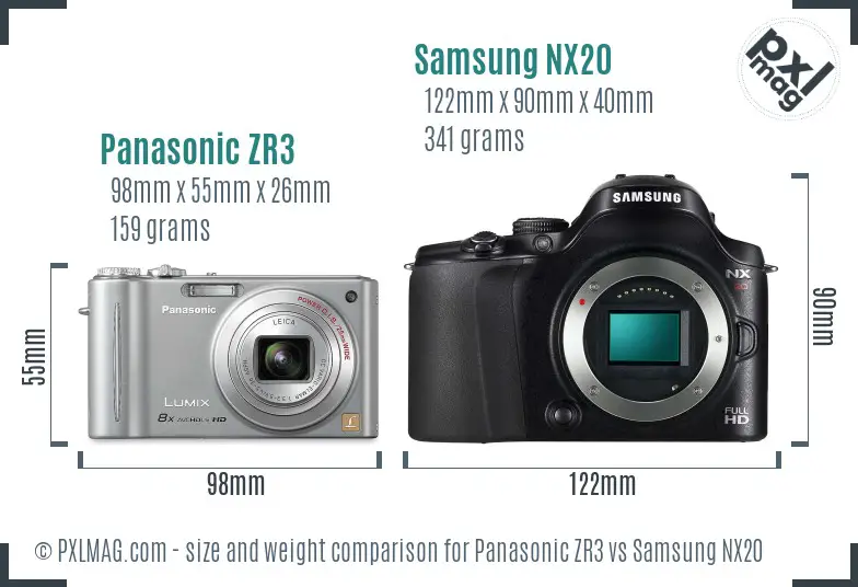 Panasonic ZR3 vs Samsung NX20 size comparison Panasonic ZR3 vs Samsung NX20 size comparison