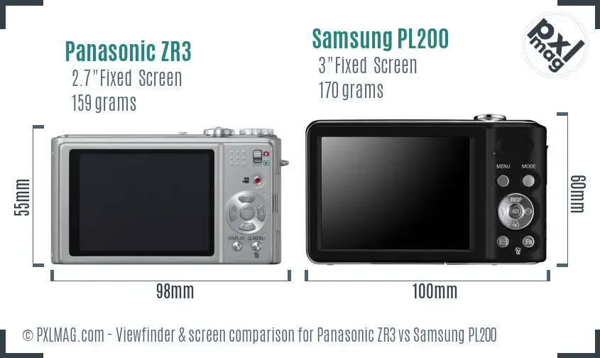 Panasonic ZR3 vs Samsung PL200 Screen and Viewfinder comparison Panasonic ZR3 vs Samsung PL200 Screen and Viewfinder comparison