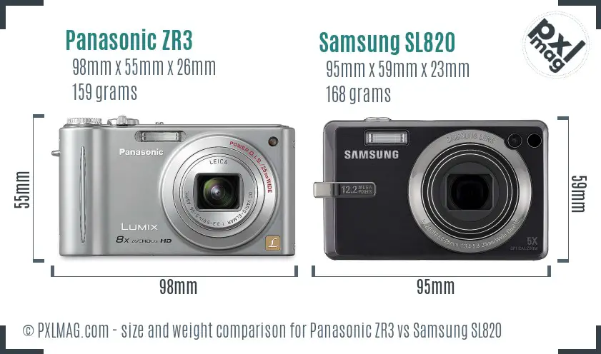 Panasonic ZR3 vs Samsung SL820 size comparison Panasonic ZR3 vs Samsung SL820 size comparison