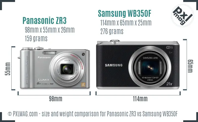 Panasonic ZR3 vs Samsung WB350F size comparison Panasonic ZR3 vs Samsung WB350F size comparison