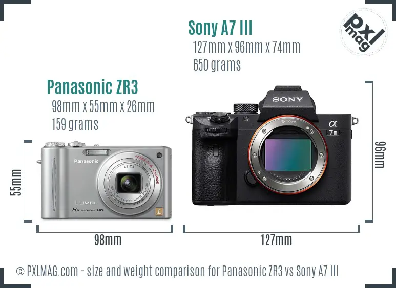 Panasonic ZR3 vs Sony A7 III size comparison Panasonic ZR3 vs Sony A7 III size comparison