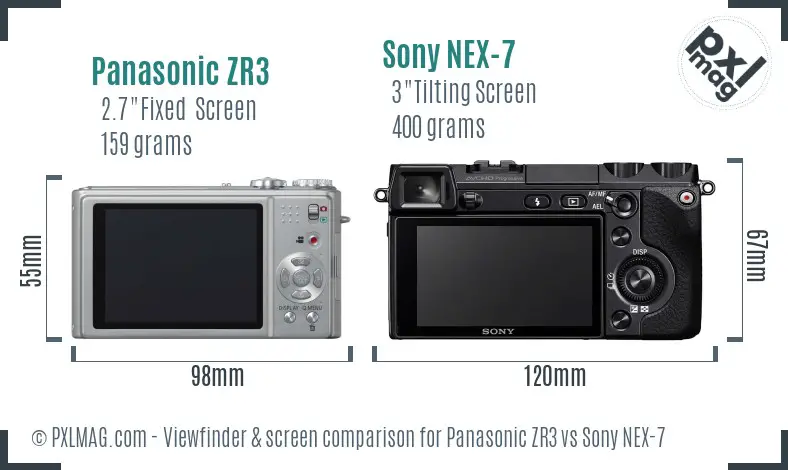 Comparison of the Panasonic ZR3 and Sony NEX-7 rear LCD screens