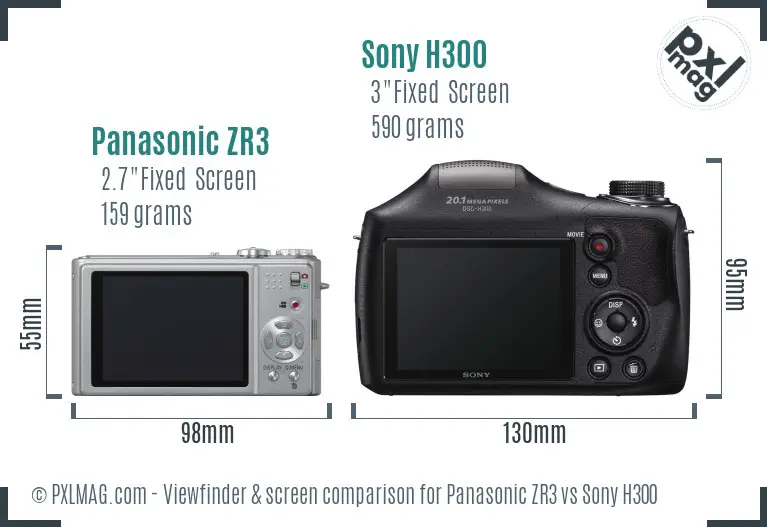 Panasonic ZR3 vs Sony H300 Screen and Viewfinder comparison