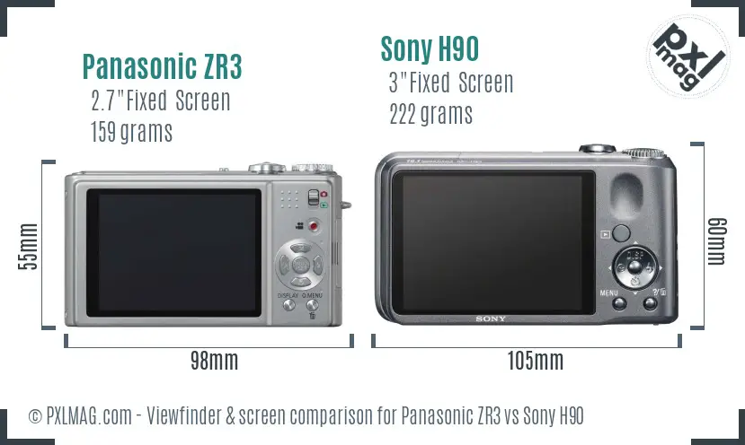 Panasonic ZR3 vs Sony H90 Screen and Viewfinder comparison