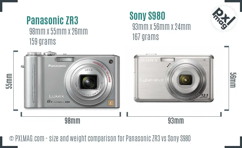 Panasonic ZR3 vs Sony S980 size comparison Panasonic ZR3 vs Sony S980 size comparison