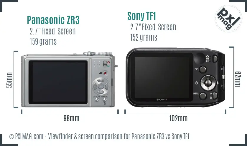 Panasonic ZR3 vs Sony TF1 Screen and Viewfinder comparison