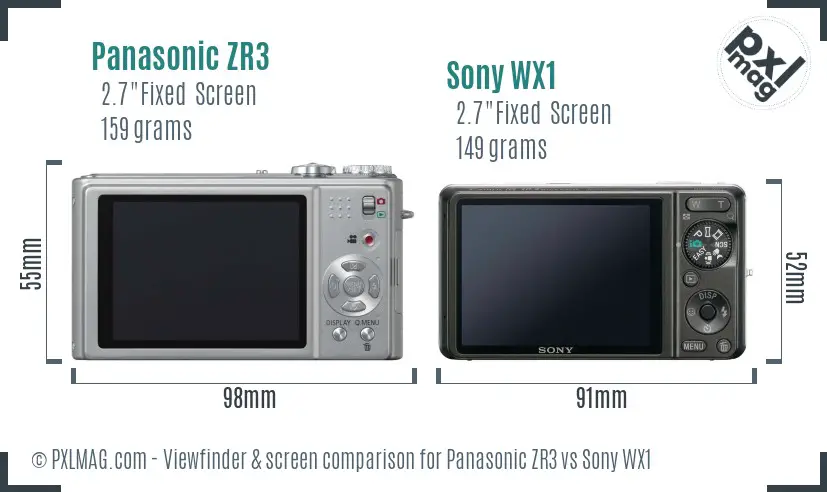 Panasonic ZR3 vs Sony WX1 Screen and Viewfinder comparison Panasonic ZR3 vs Sony WX1 Screen and Viewfinder comparison