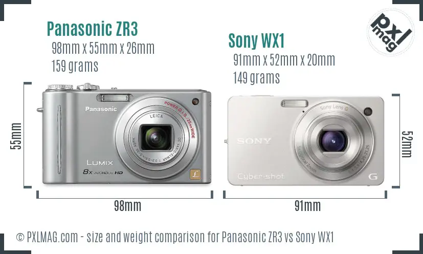 Panasonic ZR3 vs Sony WX1 size comparison Panasonic ZR3 vs Sony WX1 size comparison
