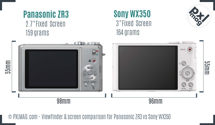 Panasonic ZR3 vs Sony WX350 Screen and Viewfinder comparison