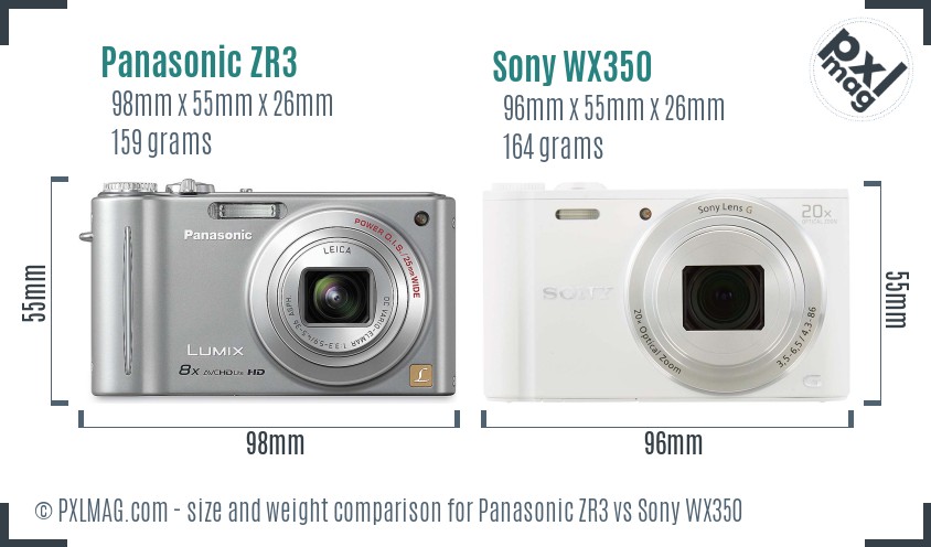 Panasonic ZR3 vs Sony WX350 size comparison Panasonic ZR3 vs Sony WX350 size comparison