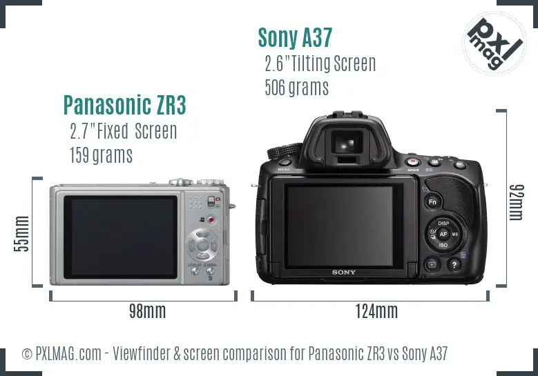 Panasonic ZR3 vs Sony A37 Screen and Viewfinder comparison Panasonic ZR3 vs Sony A37 Screen and Viewfinder comparison