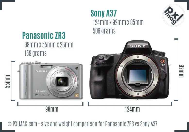 Panasonic ZR3 vs Sony A37 size comparison Panasonic ZR3 vs Sony A37 size comparison